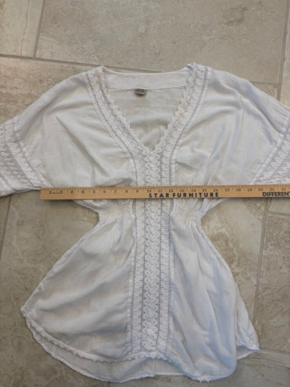 Blanco by Nature Womens White Peru Cotton Tunic Sz Med Crochet Boho Ethereal - Picture 10 of 11